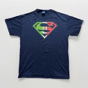 Vintage Superman Mens Large Blue T-Shirt Mexico Logo DC Comics Y2K Superhero